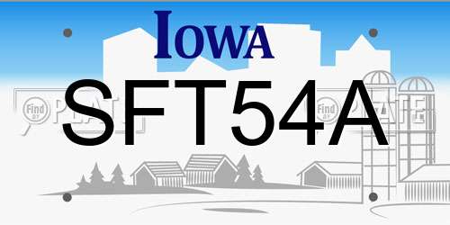 SFT54A Iowa License Plate
