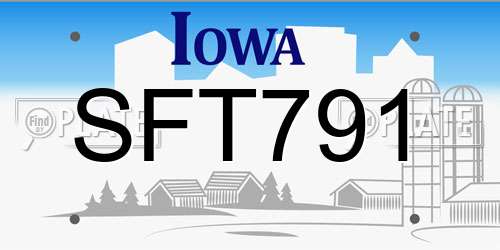 SFT791 Iowa License Plate