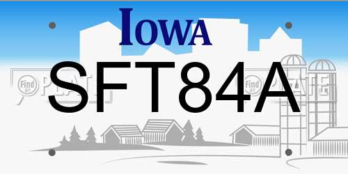 SFT84A Iowa License Plate