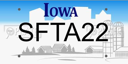SFTA22 Iowa License Plate