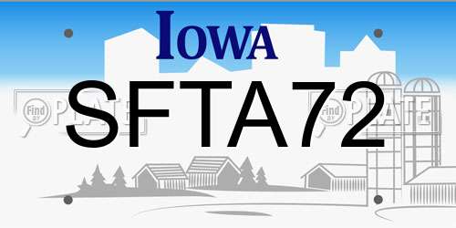 SFTA72 Iowa License Plate
