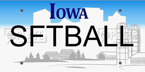 SFTBALL Iowa License Plate