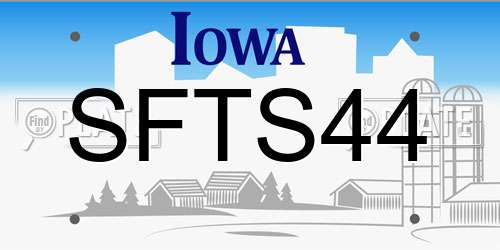 SFTS44 Iowa License Plate