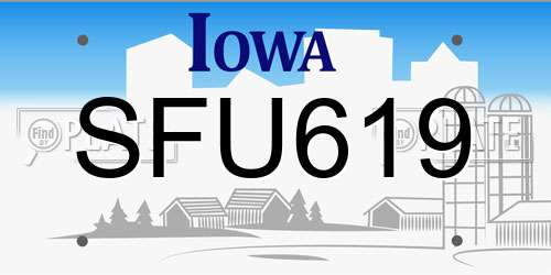 SFU619 Iowa License Plate