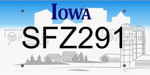 SFZ291 Iowa License Plate