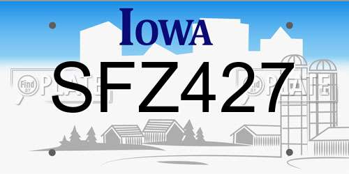 SFZ427 Iowa License Plate