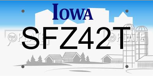 SFZ42T Iowa License Plate