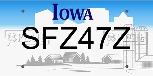 SFZ47Z Iowa License Plate