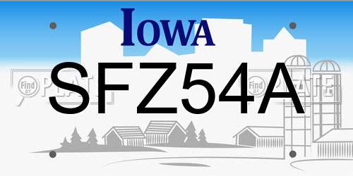 SFZ54A Iowa License Plate