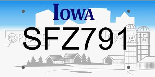 SFZ791 Iowa License Plate