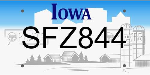 SFZ844 Iowa License Plate