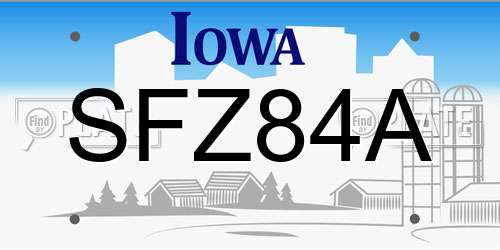 SFZ84A Iowa License Plate