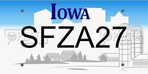 SFZA27 Iowa License Plate