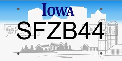 SFZB44 Iowa License Plate