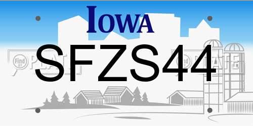 SFZS44 Iowa License Plate