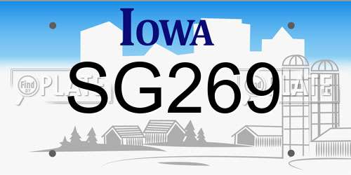 SG269 Iowa License Plate