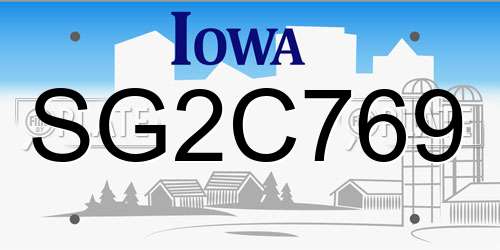 SG2C769 Iowa License Plate