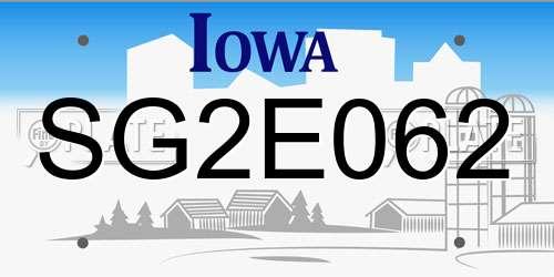 SG2E062 Iowa License Plate