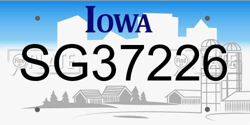 SG37226 Iowa License Plate