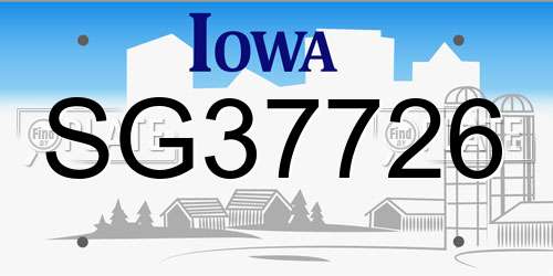 SG37726 Iowa License Plate