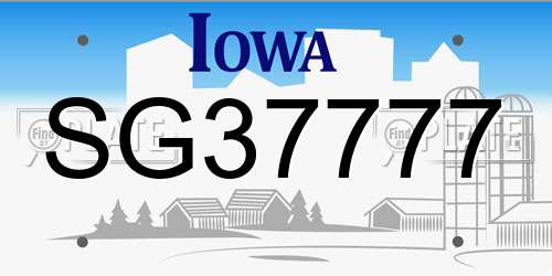 SG37777 Iowa License Plate