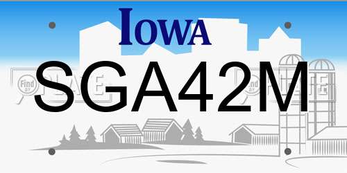 SGA42M Iowa License Plate