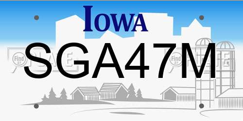 SGA47M Iowa License Plate