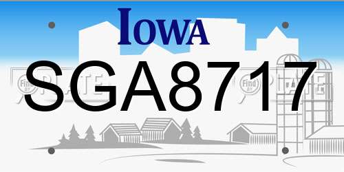 SGA8717 Iowa License Plate