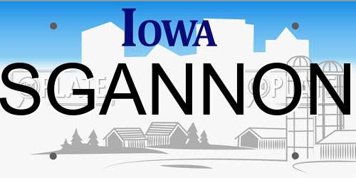 SGANNON Iowa License Plate