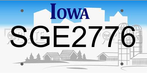 SGE2776 Iowa License Plate