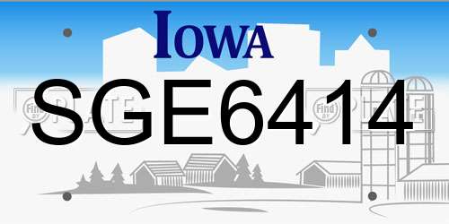 SGE6414 Iowa License Plate