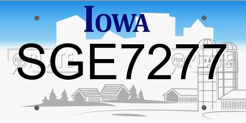 SGE7277 Iowa License Plate