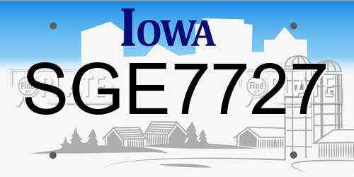 SGE7727 Iowa License Plate