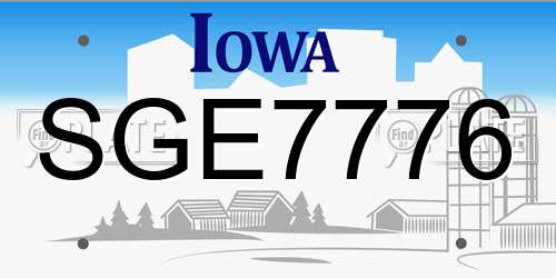 SGE7776 Iowa License Plate