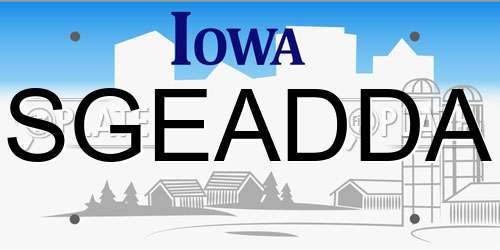 SGEADDA Iowa License Plate