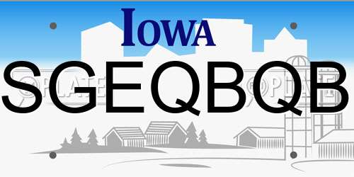 SGEQBQB Iowa License Plate