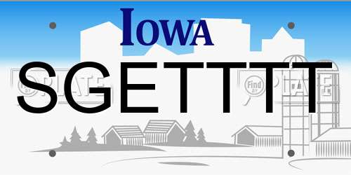 SGETTTT Iowa License Plate