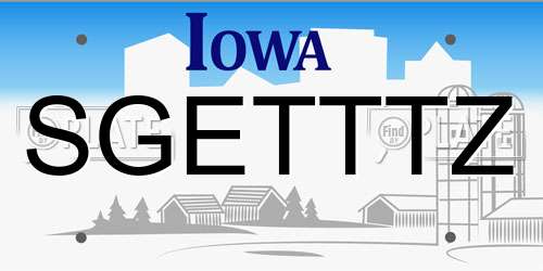 SGETTTZ Iowa License Plate