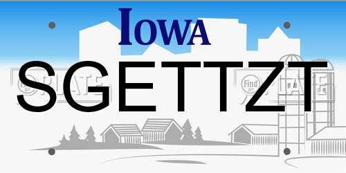 SGETTZT Iowa License Plate