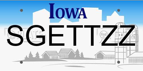 SGETTZZ Iowa License Plate