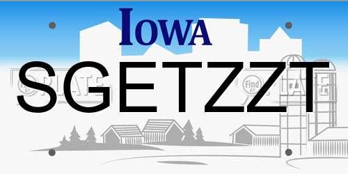 SGETZZT Iowa License Plate
