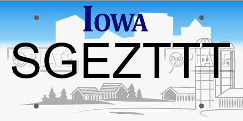 SGEZTTT Iowa License Plate