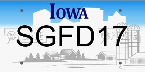 SGFD17 Iowa License Plate