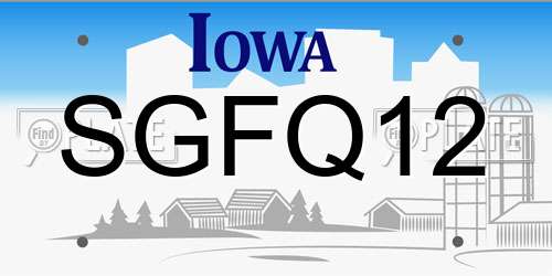 SGFQ12 Iowa License Plate