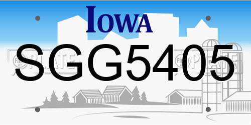 SGG5405 Iowa License Plate