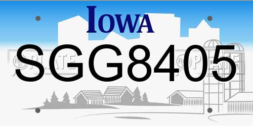 SGG8405 Iowa License Plate