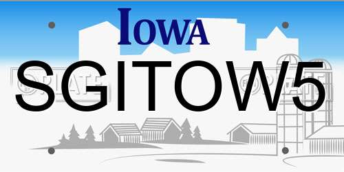 SGITOW5 Iowa License Plate