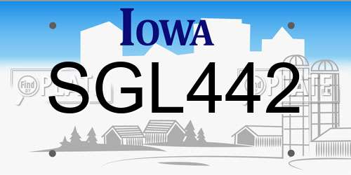 SGL442 Iowa License Plate