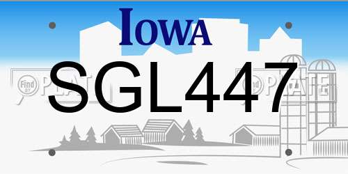 SGL447 Iowa License Plate