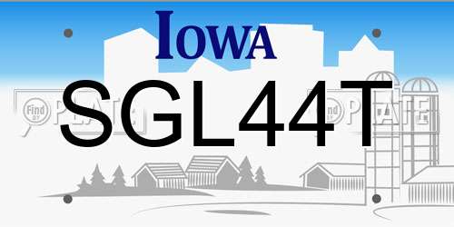 SGL44T Iowa License Plate